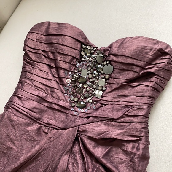 COPY - Bebe Purple Strapless Formal Dress with Jewels - Picture 3 of 11
